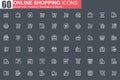 Online shopping thin line icon set. Royalty Free Stock Photo