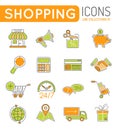 Online Shopping Thin Lines Color Web Icon Set Royalty Free Stock Photo