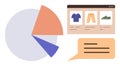 E-commerce Data and Online Shopping Analysis with Pie Chart and Product Interface Royalty Free Stock Photo