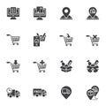 Online shopping vector icons set Royalty Free Stock Photo