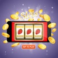 Online slots vector poster banner design template Royalty Free Stock Photo