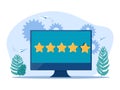 Online star ratings. Customers evaluate service performance. Satisfaction with products or services Royalty Free Stock Photo