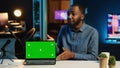 Online star reviews green screen laptop