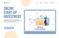 Online startup investments and business funding site, flat vector illustration.