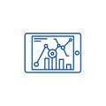 Online statistics line icon concept. Online statistics flat vector symbol, sign, outline illustration.