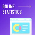 Online statistics web browser data analyzing social media post design template 3d realistic vector