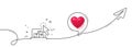 Online storage line icon. Internet delivery sign. Continuous line with plane. Vector