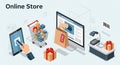 Online Store E-commerce Shopping Isometric Concept Royalty Free Stock Photo