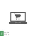 Online store ecommerce solid icon. Open laptop with screen for buy Royalty Free Stock Photo