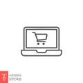 Online store ecommerce solid icon. Open laptop with screen for buy, Royalty Free Stock Photo