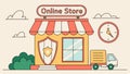 Online Store Front Secure E-commerce, vector design Generative AI Royalty Free Stock Photo