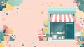 Online store illustration on pastel background Royalty Free Stock Photo