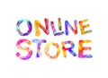 Online store. Inscription of triangular letters