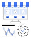 E-commerce Dashboard with Product Listings, Sales Analytics and Quality Check Gear Icon