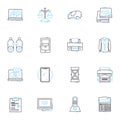 Online store linear icons set. E-commerce, Shopping, Consumerism, Website, Sales, Browsing, Purchase line vector and