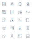 Online store linear icons set. E-commerce, Shopping, Consumerism, Website, Sales, Browsing, Purchase line vector and