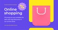 Online store retail purchasing with paper shopping bag percentage sale discount promo banner vector Royalty Free Stock Photo