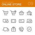 Online store vector outline icon set