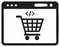 Online Store Web Development Icon with Shopping Cart and Code Symbol Royalty Free Stock Photo