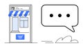 Online Storefront and Chat Bubble for Digital Communication in E-Commerce Royalty Free Stock Photo