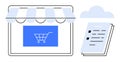 Online Storefront with Shopping Cart Icon and Cloud-Stored Document Royalty Free Stock Photo