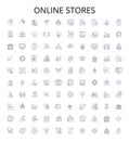Online stores outline icons collection. e-commerce, shopping, stores, online, marketplace, retail, shop vector