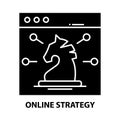 online strategy icon, black vector sign with editable strokes, concept illustration Royalty Free Stock Photo