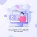 Online streaming course video training application multimedia player modern flat cartoon style vector