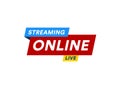 Online Streaming logo, live video stream icon, digital online internet TV banner design, broadcast button, play media Royalty Free Stock Photo