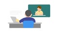 Online Student Learning with Video Conference Vector, vector design Generative AI Royalty Free Stock Photo
