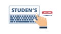 Online Student Typing on Keyboard Vector Interface, vector design Generative AI Royalty Free Stock Photo