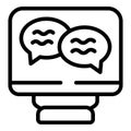 Online study chat icon outline vector. Homework help