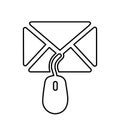Online, Subscription, email outline icon. Line art sketch.