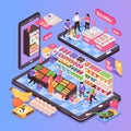 Online Supermarket Isometric Composition