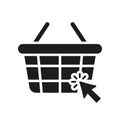 Online Supermarket Silhouette Icon. Internet Grocery Store Glyph Pictogram. E Commerce, Shopping Bag Solid Sign. Basket