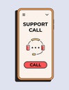 Online support app. Customer service. Online technical support 24-7. Bubble with dots and headphones. Live chat icon. Online