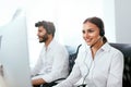 Online Support Center Operator Consulting Client Online Royalty Free Stock Photo