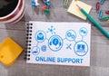 Online support concept on a notepad Royalty Free Stock Photo