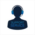 Online support service. Headphones with microphone and chat speech bubble. Vector stock illustration Royalty Free Stock Photo