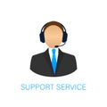 Online support service. Headphones with microphone and chat speech bubble. Vector stock illustration Royalty Free Stock Photo