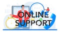 Online support typographic header. Idea of customer service