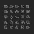 Online surveillance and censorship chalk white icons set on dark background Royalty Free Stock Photo