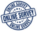 Online survey blue grunge round rubber stamp