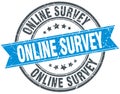 Online survey blue round grunge vintage stamp