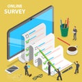 Online survey flat isometric vector concept. Royalty Free Stock Photo
