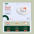 Online survey flat landing page website template. Chat, reliable, dislike. Web banner with header, content and footer