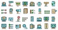 Online survey icons vector flat