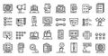 Online survey icons set, outline style