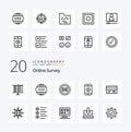 20 Online Survey Line icon Pack like mobile world dollar chat