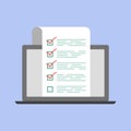 Online survey report, checklist, questionnaire, business concept vector illustration Royalty Free Stock Photo